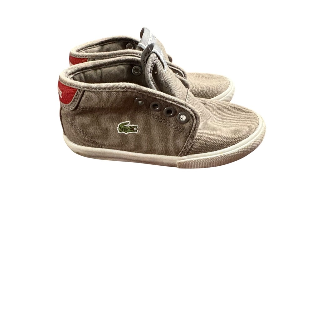 Lacoste Ampthill WD Toddler Boys Grey Canvas Mid Top Sneakers Size 9 USA